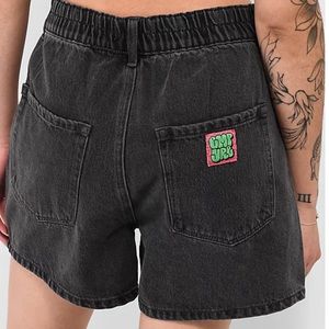Empyre Pleated Black Denim Skate Shorts